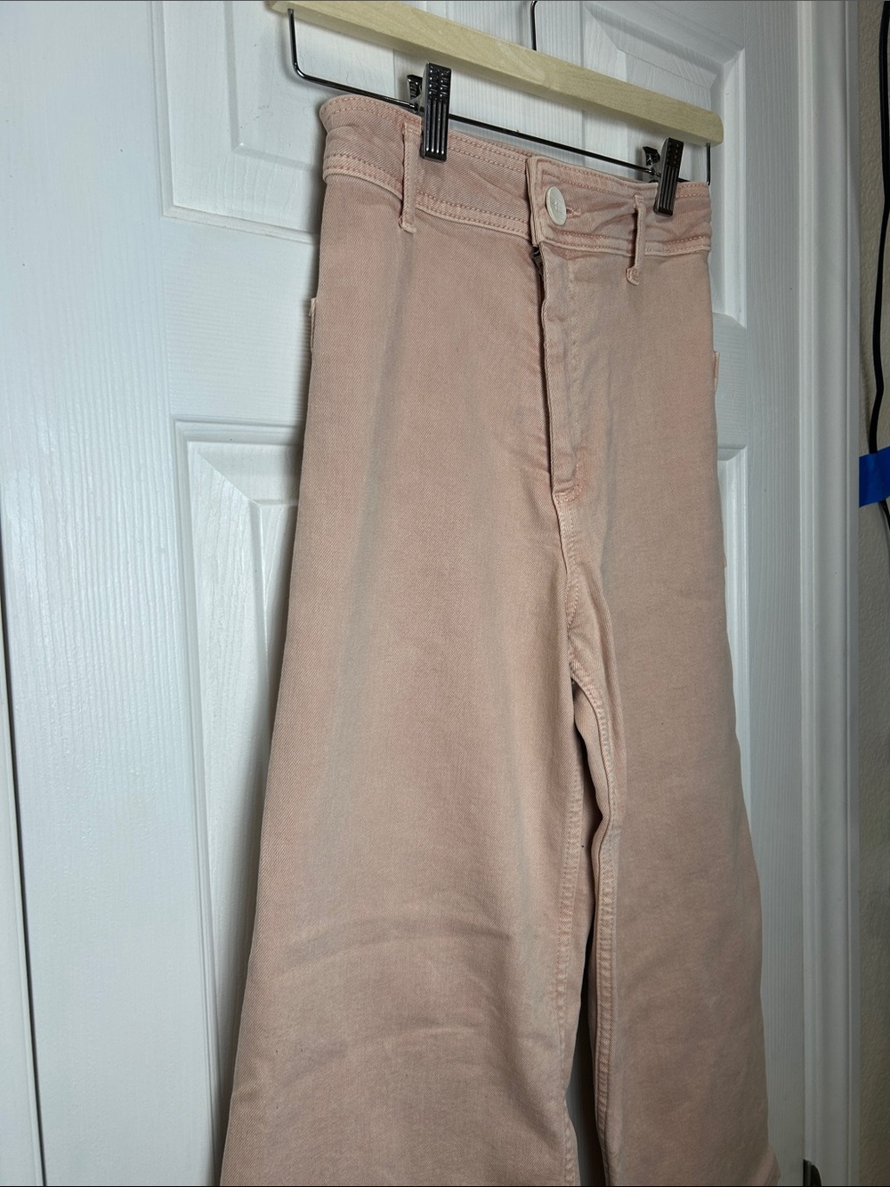 ZARA The Marine Straight High Rise Wide Leg Crop Jeans Pink Size 0 - Picture 6 of 11